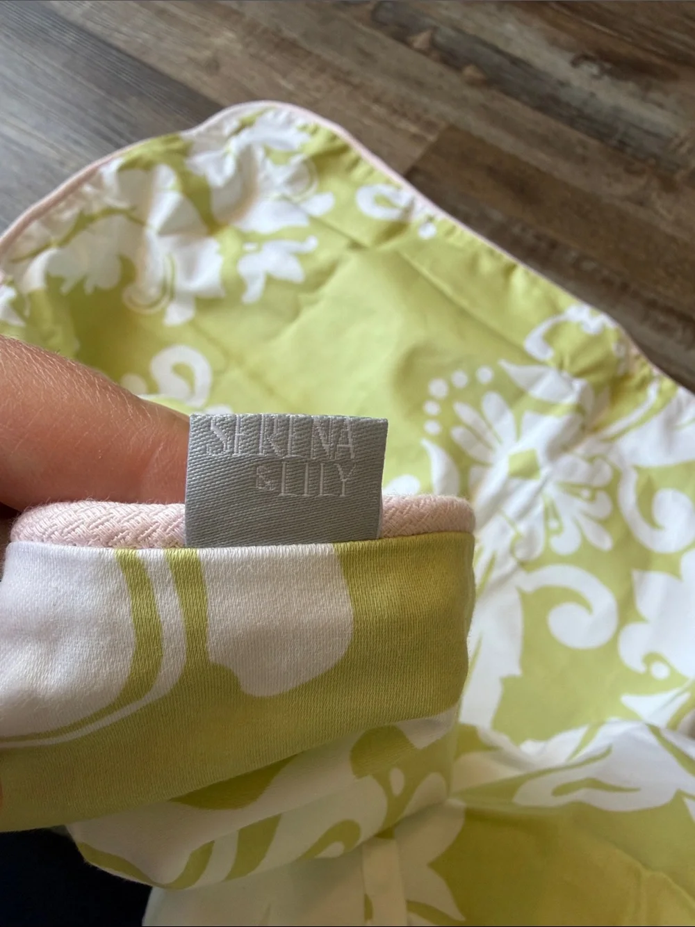 NWT Serena & Lily cotton euro sham light green floral with pink piping
